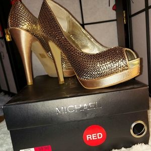 Michael Shannon Gold Mosaic Pumps